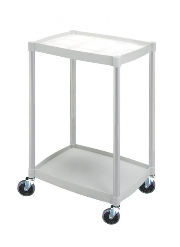 Chariot polyvalent gris clair -2 plateaux - 485 x 365 x H750 mm