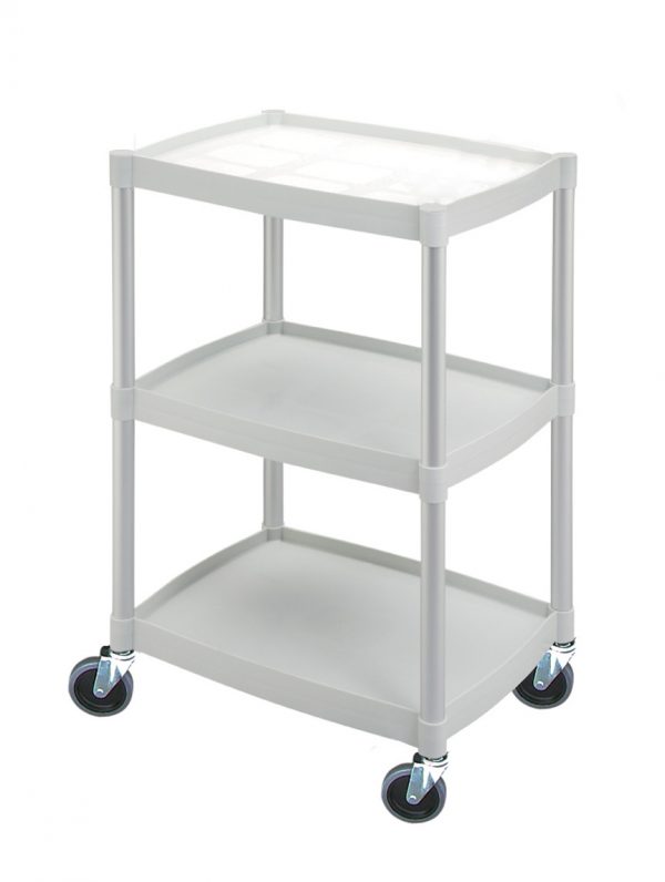 Chariot polyvalent gris clair - 3 plateaux - 485 x 365 x H800 mm
