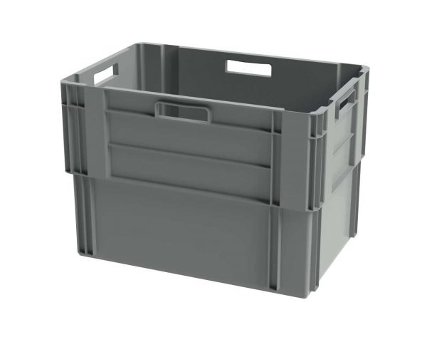 Bac gerbable emboitable plein - 600x400xH420 - gris
