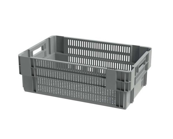Bac gerbable emboitable ajouré - 600x400xH200 - gris