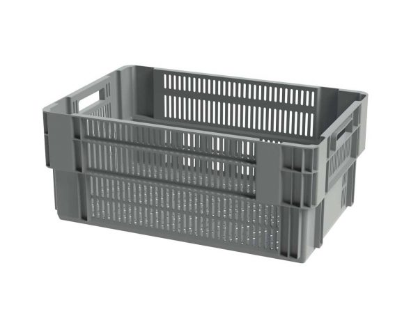 Bac gerbable emboitable ajouré - 600x400xH250 - gris