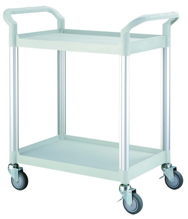 Chariot polyvalent gris clair - 2 plateaux - H800 x 480 x 950 mm