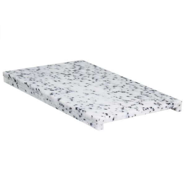 Planche vitrine glissières PEHD 500 marbre blanc/noir- 50X40X2cm