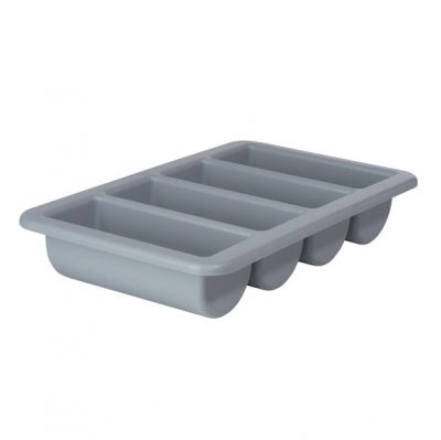 Plateaux couverts gris 4 cases - 530x325xH100 mm