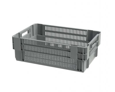 Bac gerbable emboitable ajouré - 600x400xH200 - gris