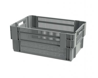 Bac gerbable emboitable ajouré - 600x400xH250 - gris