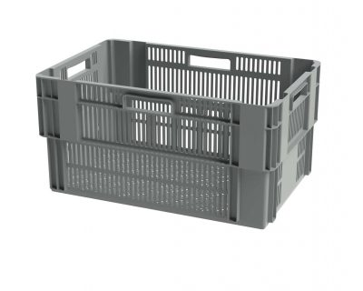 Bac gerbable emboitable ajouré - 600x400xH300 - gris