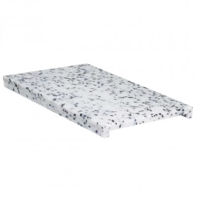 Planche vitrine glissières PEHD 500 marbre blanc/noir- 50X40X2cm
