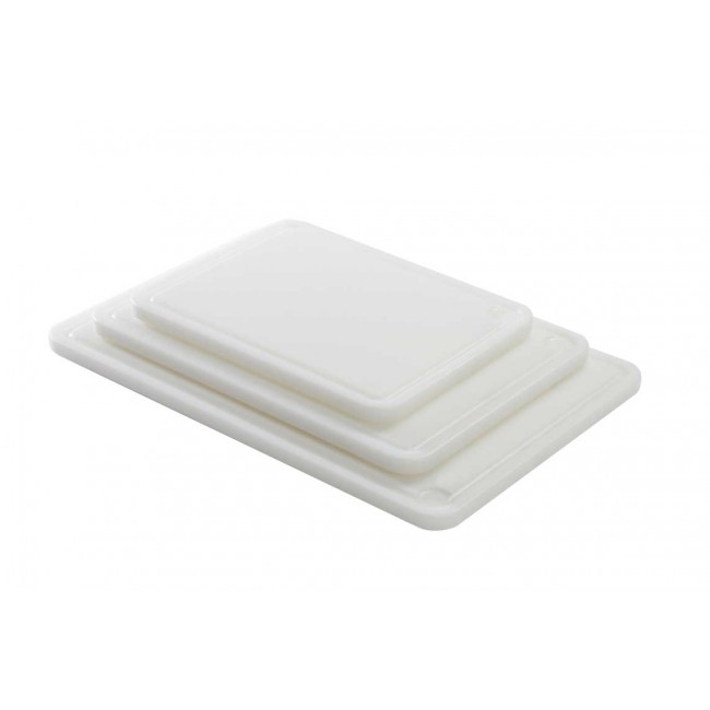 Planche PEHD 500 - blanc - rigole - poche - pieds - coins arrondis - 40X30X2 cm