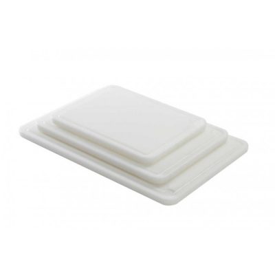 Planche PEHD 500 - blanc  - rigole - poche - pieds - coins arrondis - 60X40X2 cm